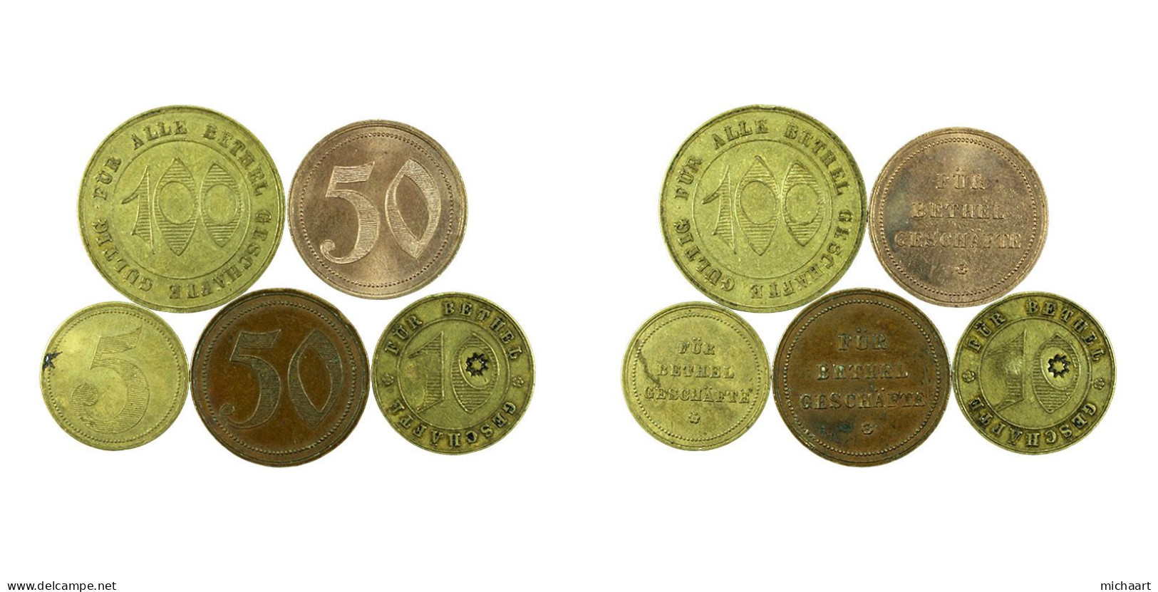 Token Bielefeld Bethel Shops Lot Of 5 Germany 5 10 50 100 Pfennig 03760 - Monétaires/De Nécessité