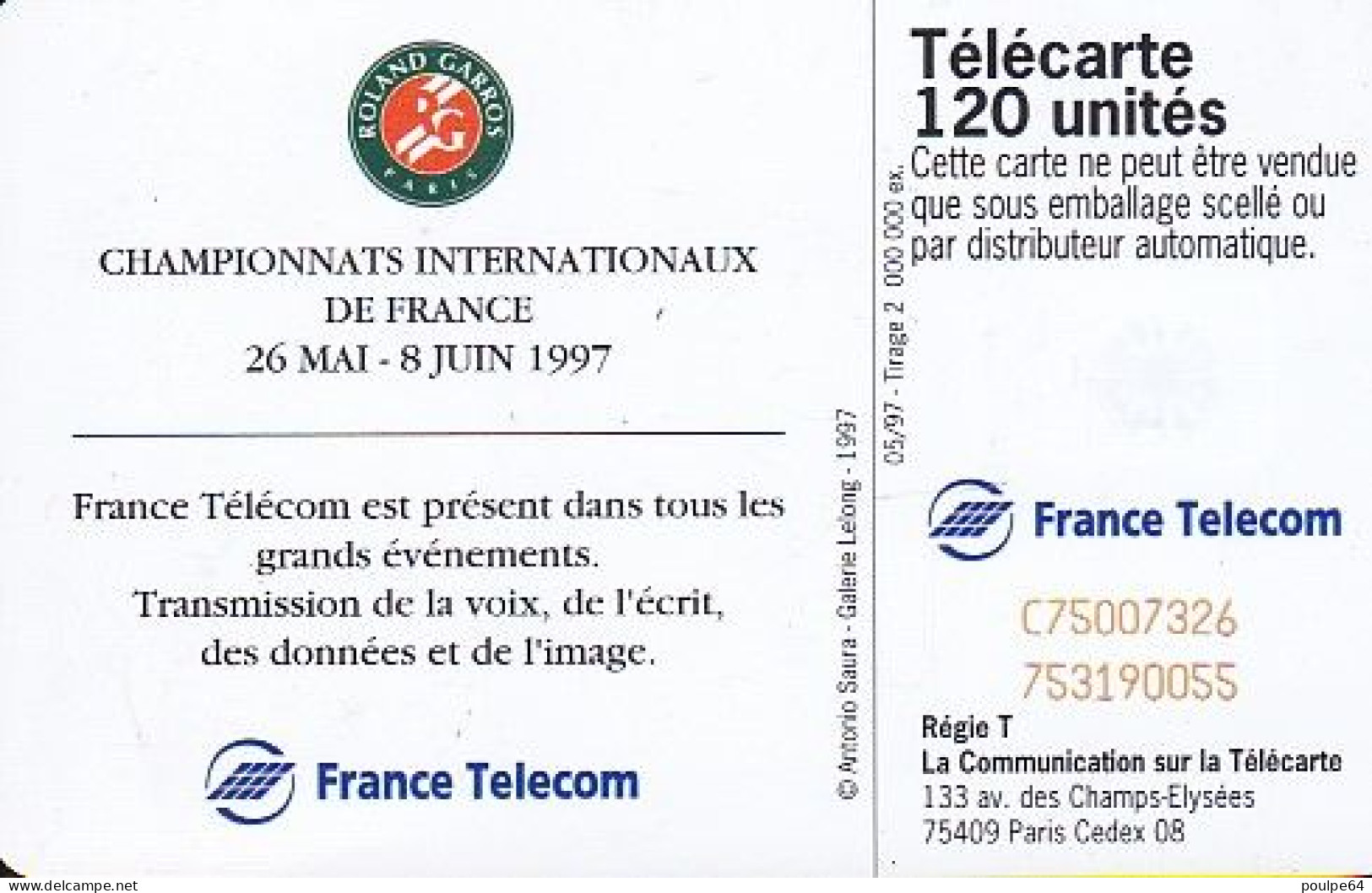 F738  05/1997 - ROLAND GARROS 97 - 120 SC7 - 1997