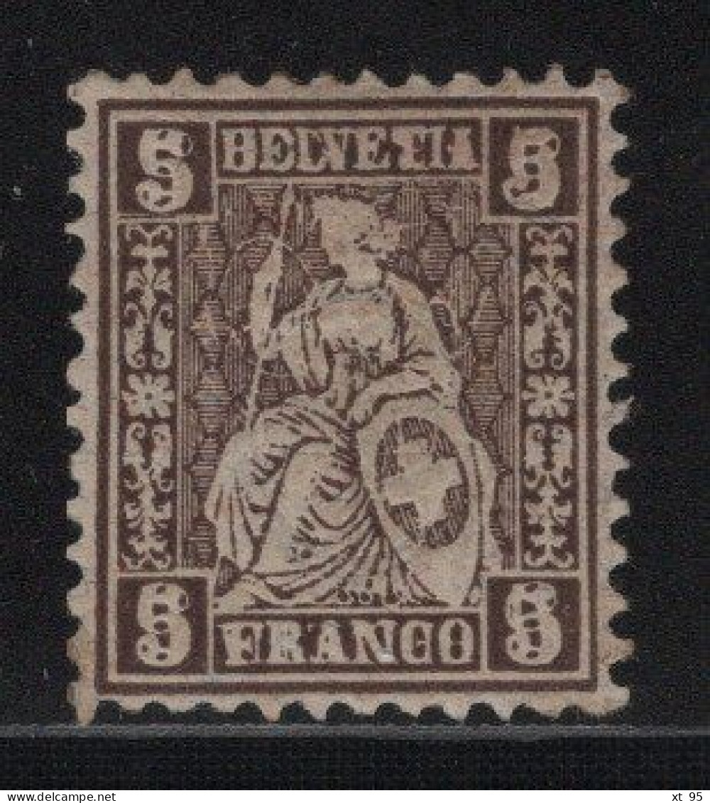 Suisse - Helvetia Assise - Double Impression Dont Une Renversee - N°50a (fils De Soie) * Neuf Avec Trace De Charniere - Unused Stamps