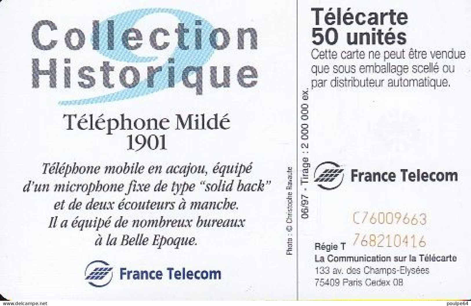 F750  06/1997 - MILDÉ 1901 - 50 SC7- (verso : N° Rouges Vers Le Bas - Deux Lignes) - 1997