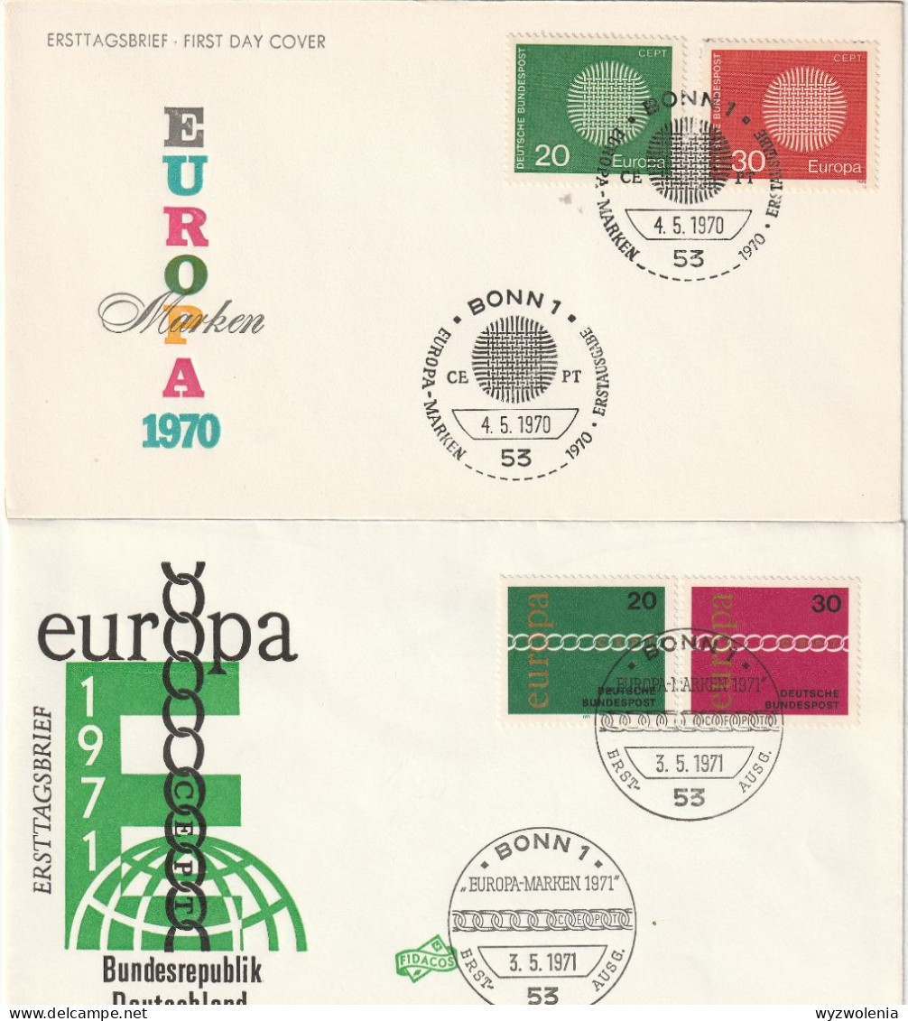 E 733) BRD 1970,1971 Mi#620-621,675-676 FDC: EUROPA CEPT Flechtwerk Als Sonne, Kette Für Brüderlichkeit - 1971