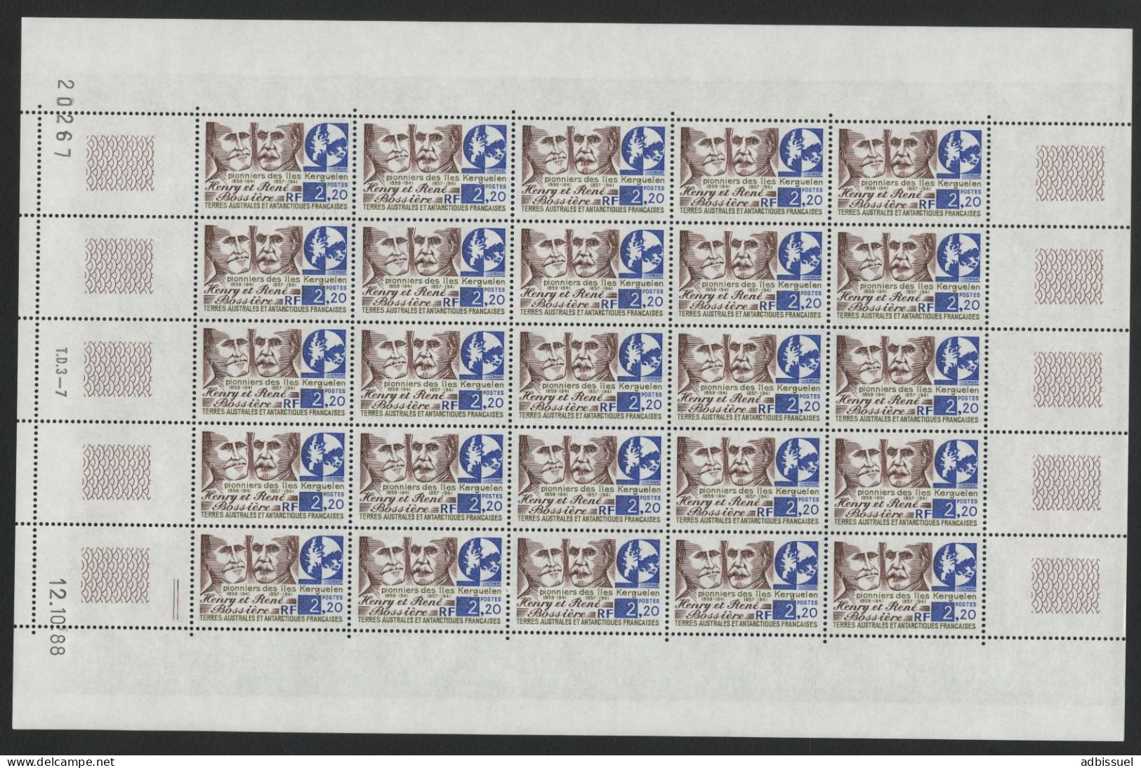 TAAF N° 147 Feuille Complète Cote 37,50 € Neufs ** (MNH) Vendu à 15 % De La Cote TB - Unused Stamps