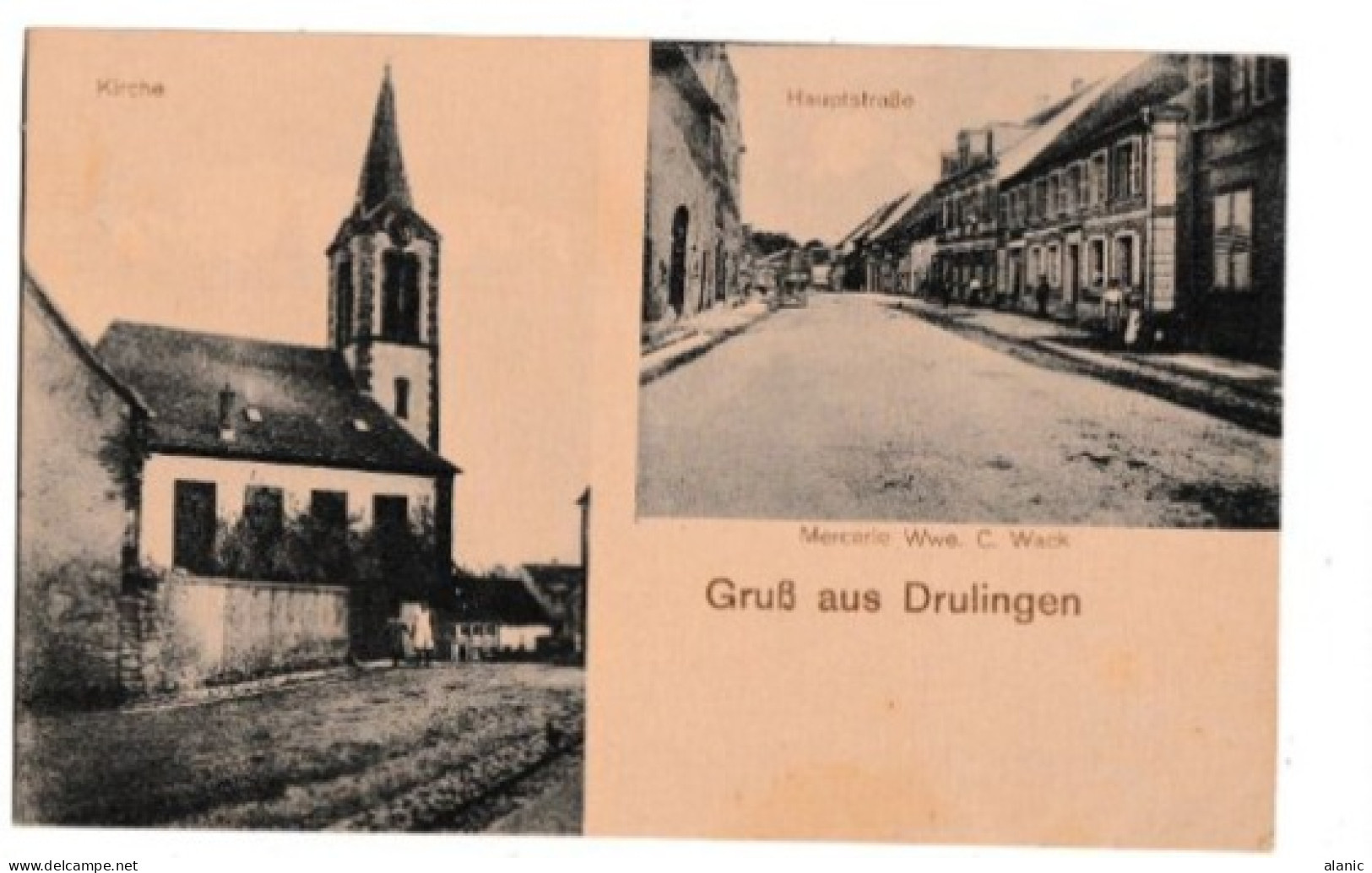 CPA 67 - DRULINGEN - TB CP 2 Vues Dont Kirche + Hauptstrasse - Jolies Animations - Mercerie  Circulée - Drulingen