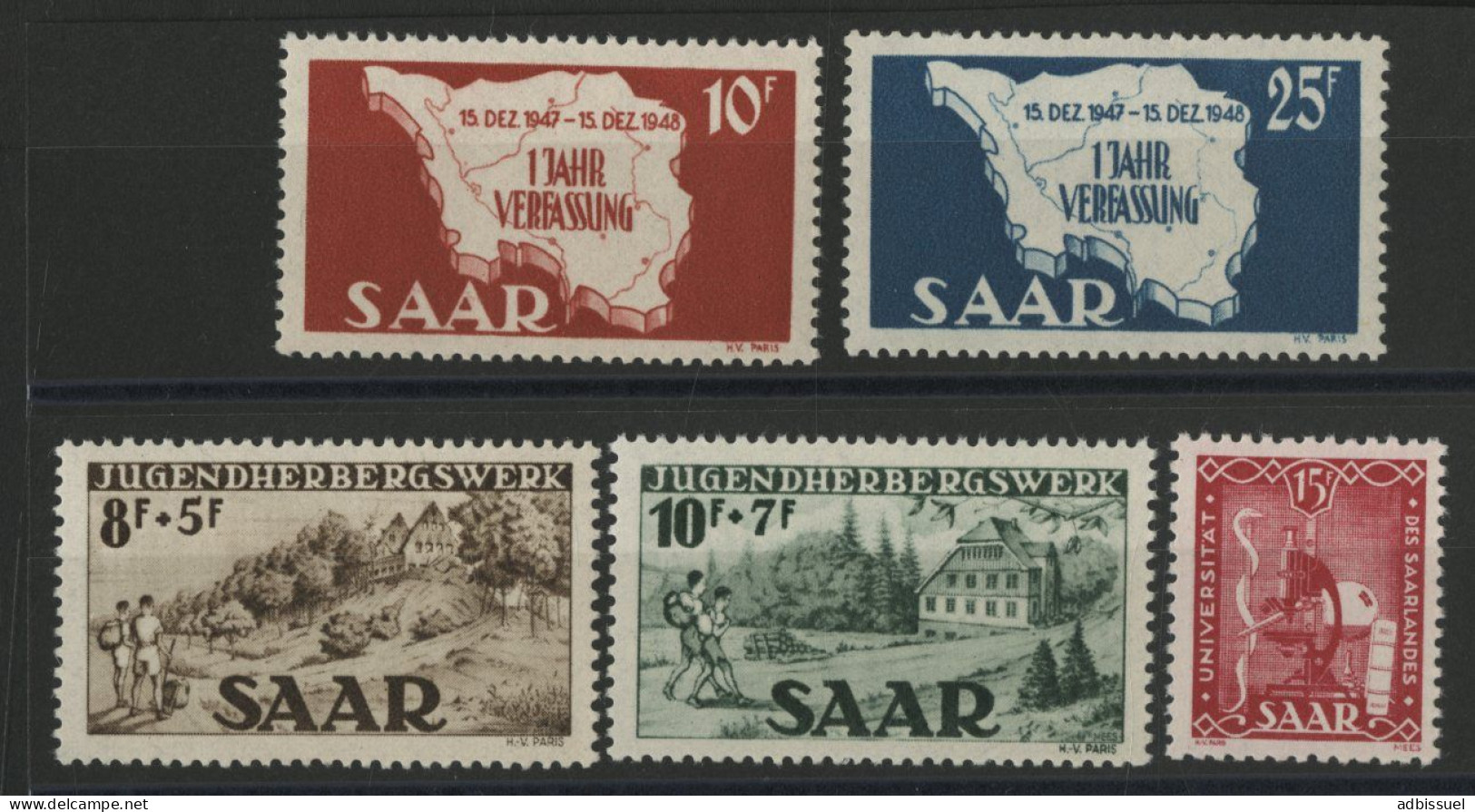 SARRE / SAAR N° 248 à 252 Neufs Sans Charnière ** (MNH) Cote 24 €. TB - Unused Stamps