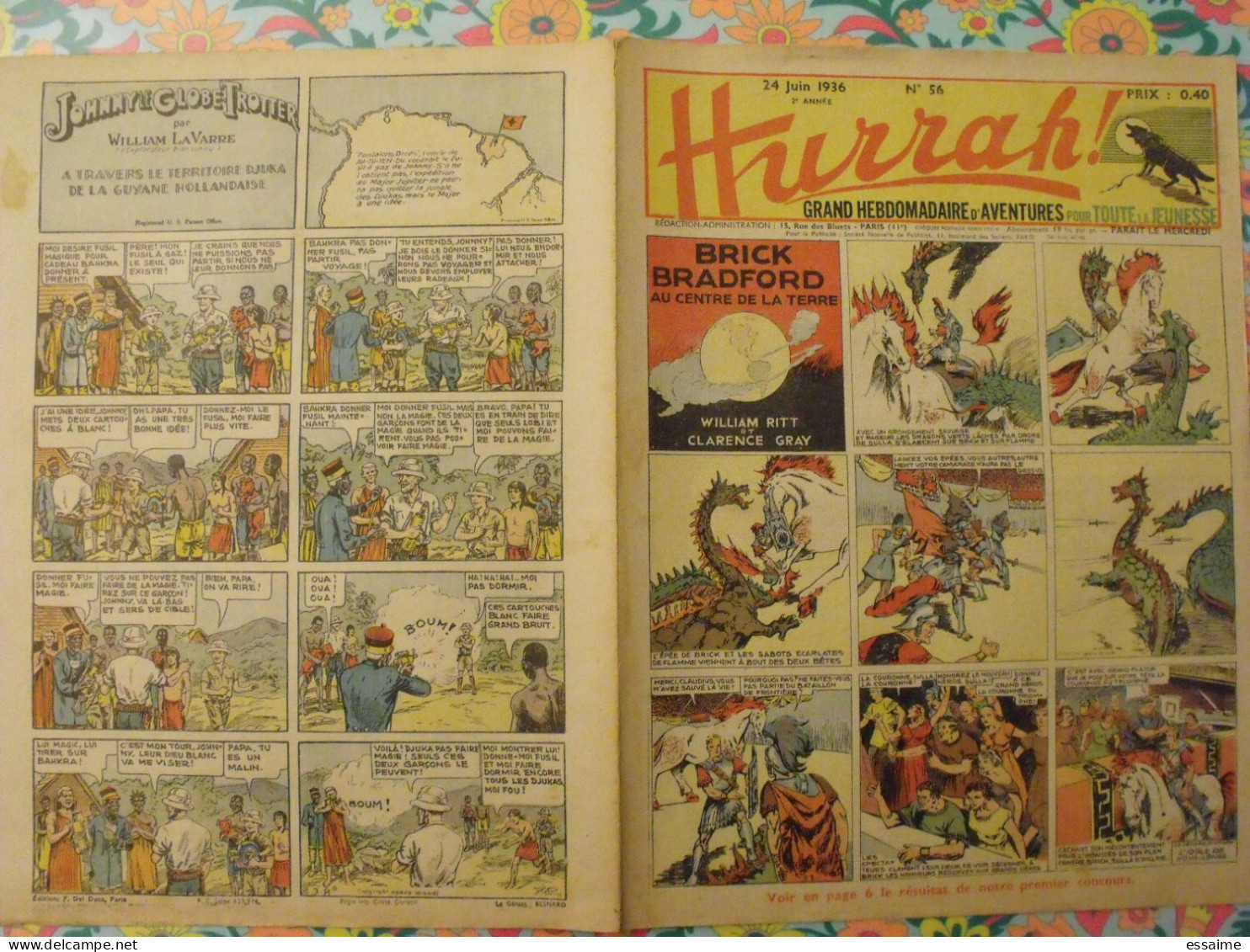 5 n° de Hurrah ! de 1936. Brick Bradford, dick l'intrépide, le roi de la police montée. A redécouvrir