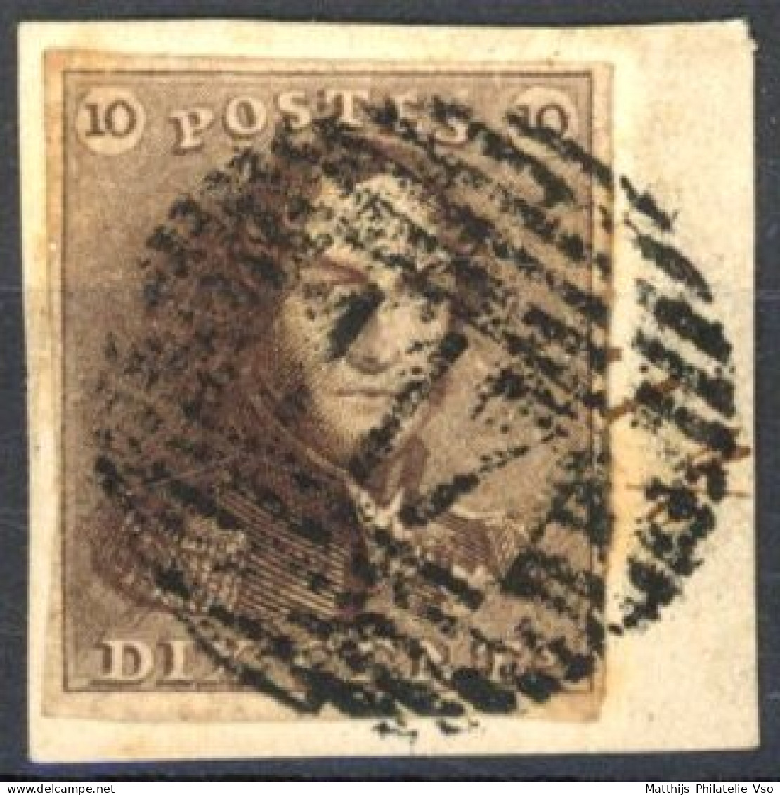 [O SUP] N° 1, 10c Brun Sur Fragment, Belles Marges. TB Obl Centrale 'P117' Thuin - Cote: 115€ - 1849 Schulterklappen