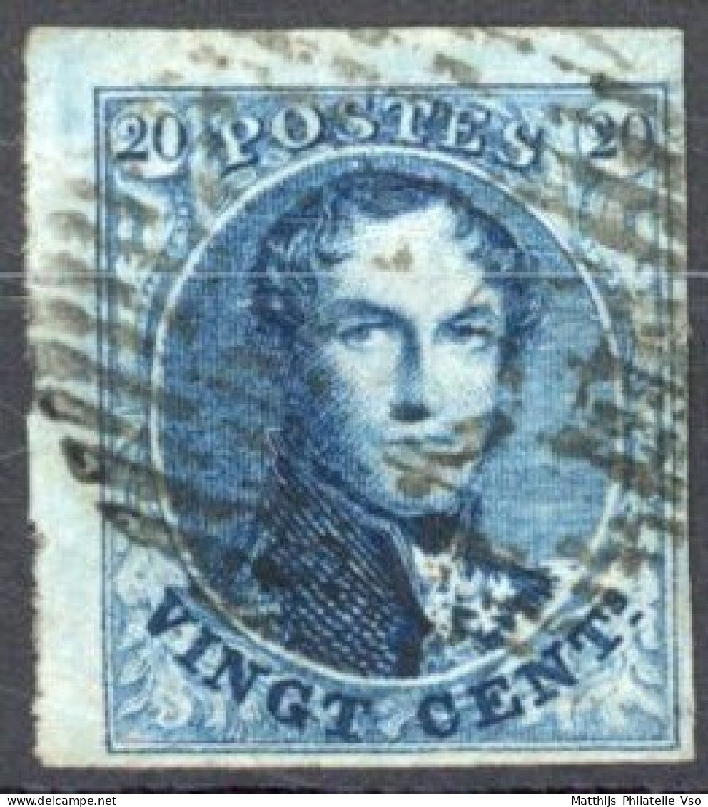 [O SUP] N° 4a, 20c Bleu Terne, Grandes Marges Et Coin De Feuille ! - Effigie Dégagée. Signé Corneille. LUXE - 1851-1857 Medaillen (6/8)