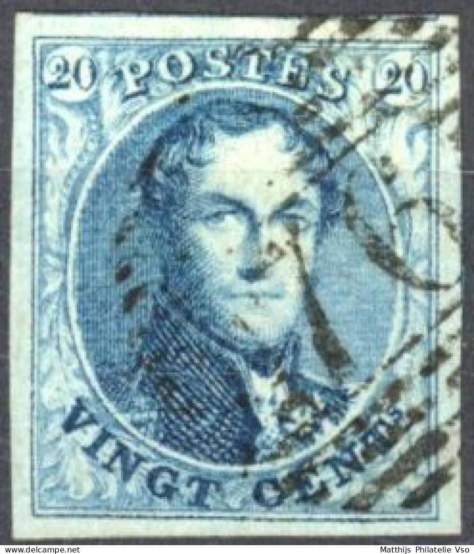 [O SUP] N° 4a, 20c Bleu Terne, Marges énormes. TB Obl 'P76' Louvain - Coba +5 € - Cote: 75€ - 1851-1857 Medaillons (6/8)