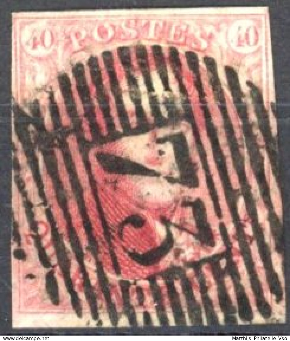 [O SUP] N° 5a, 40c Carmin-rose Pâle, Belles Marges - Obl Centrale 'P73' Liège - Cote: 625€ - 1851-1857 Medaillons (6/8)