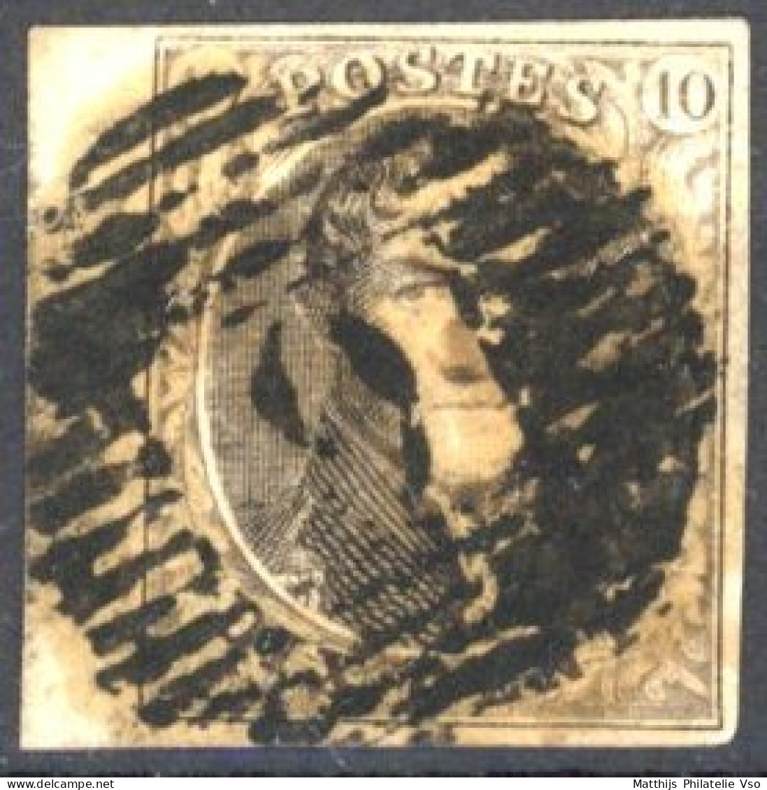 [O SUP] N° 6A, Grandes Marges Et Petit Bdf - TB Obl Centrale 'P9' Audenaerde, Coba +3 € - 1851-1857 Medaillons (6/8)