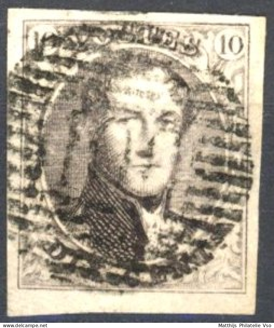 [O SUP] N° 6A (Pl. II), Grandes Marges Et Petit Bdf - TB Obl Centrale 'P100' Renaix, Coba +8 € - 1851-1857 Médaillons (6/8)