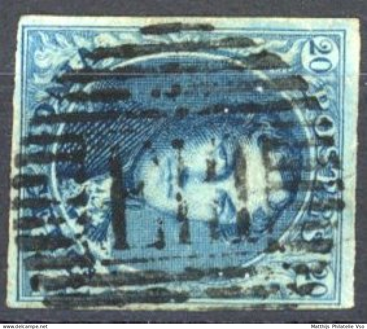 [O SUP] N° 7A,  Grandes Marges - Obl Centrale Ambulant 'E.III', Coba +10 € - 1851-1857 Médaillons (6/8)