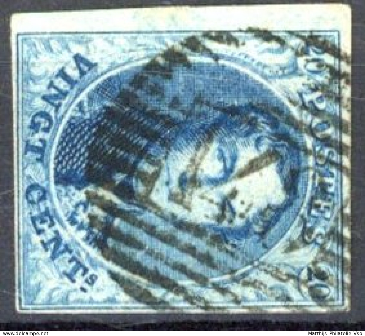 [O SUP] N° 11, 20c Bleu, Belles Marges - TB Obl 'P148' Walourt, Coba +8 €. Superbe - 1858-1862 Medallones (9/12)
