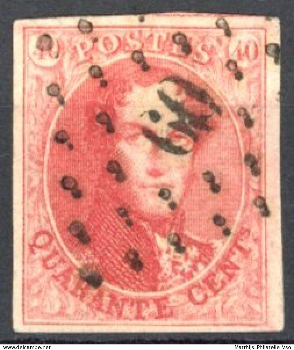 [O SUP] N° 12a, 40c Carmin-rose, Belles Marges - Superbe Obl Anormale 'LP60' Buxelles. LUXE - 1858-1862 Medallions (9/12)