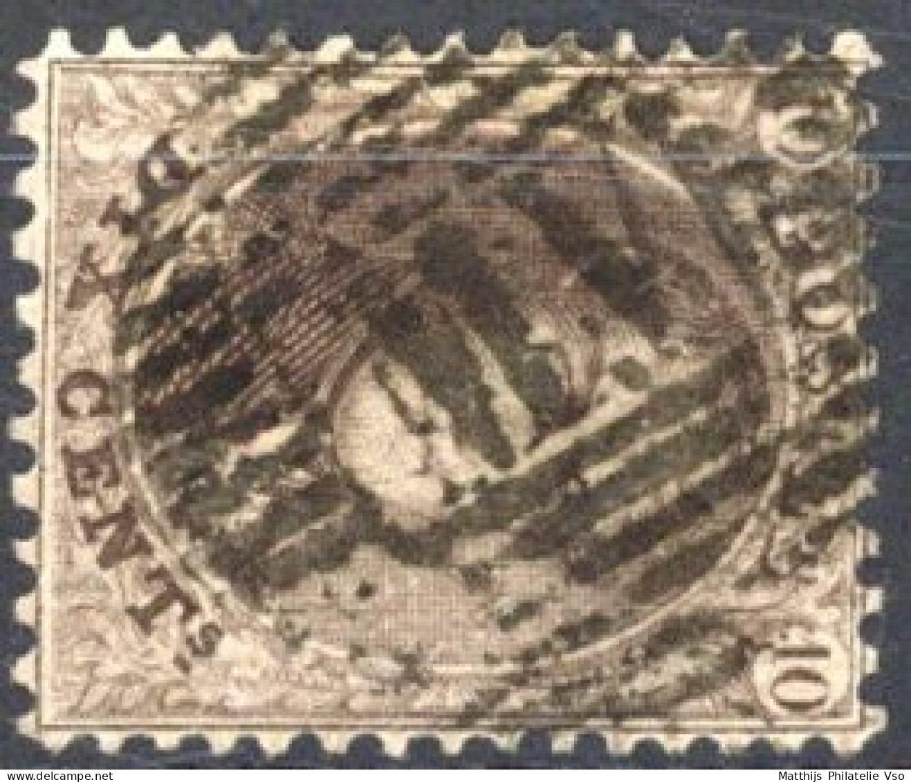 [O SUP] N° 14, 10c Brun, Bon Centrage  - Obl Centrale Ambulant 'M.V', Coba +40 € - 1863-1864 Medaglioni (13/16)