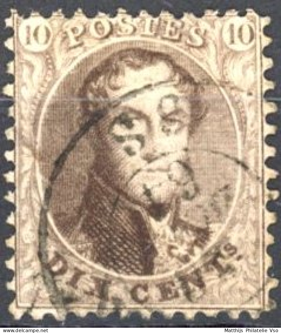[O SUP] N° 14, 10c Brun, Centrage Parfait - Obl Anormale Double Cercle - 1863-1864 Medaglioni (13/16)