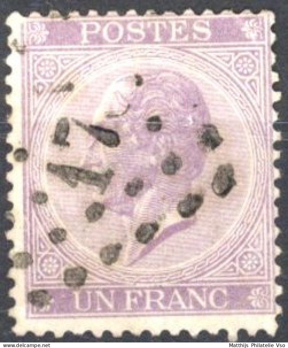 [O SUP] N° 21, 1F Violet (dentelure 14.5x14 - Rare) - Obl Légère 'LP17?' - Cote: 175€ - 1865-1866 Profil Gauche