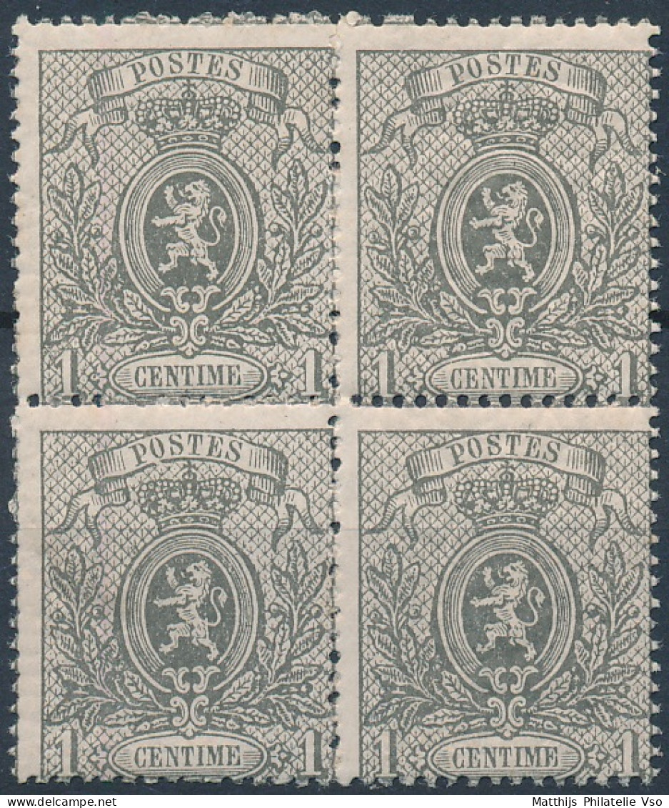 [** SUP] N° 23A, 1c Gris En Bloc De 4 - Fraîcheur Postale. LUXE - Cote: 960€ - 1866-1867 Coat Of Arms