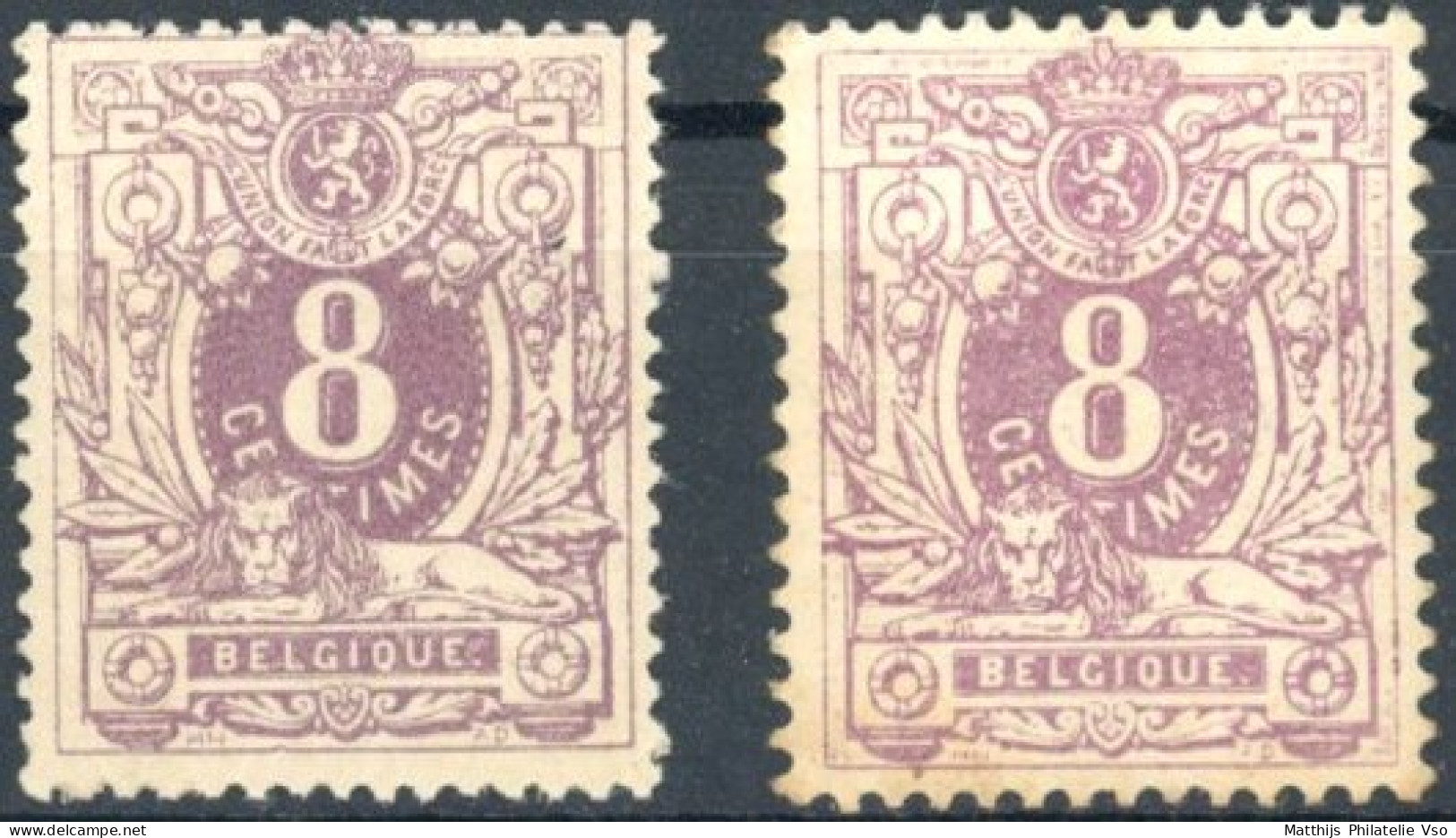 [* SUP] N° 29a+29b, 8cent - 2 Nuances - Cote: 275€ - 1869-1883 Leopold II.