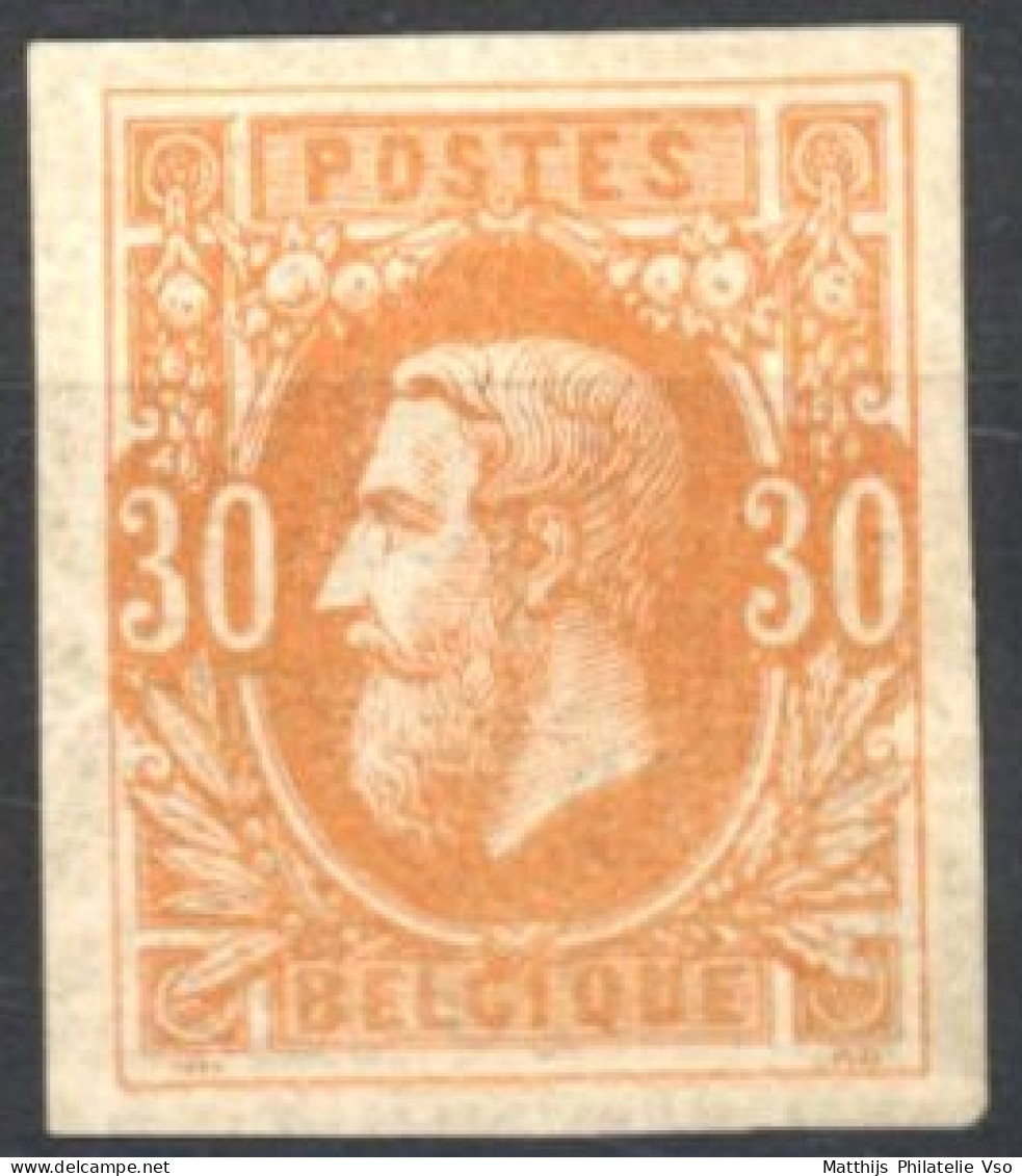 [* SUP] N° 33, 30c Ocre-rouge, Non Dentelé, Signé Grubben - LUXE - Cote: 210€ - 1869-1883 Leopold II.