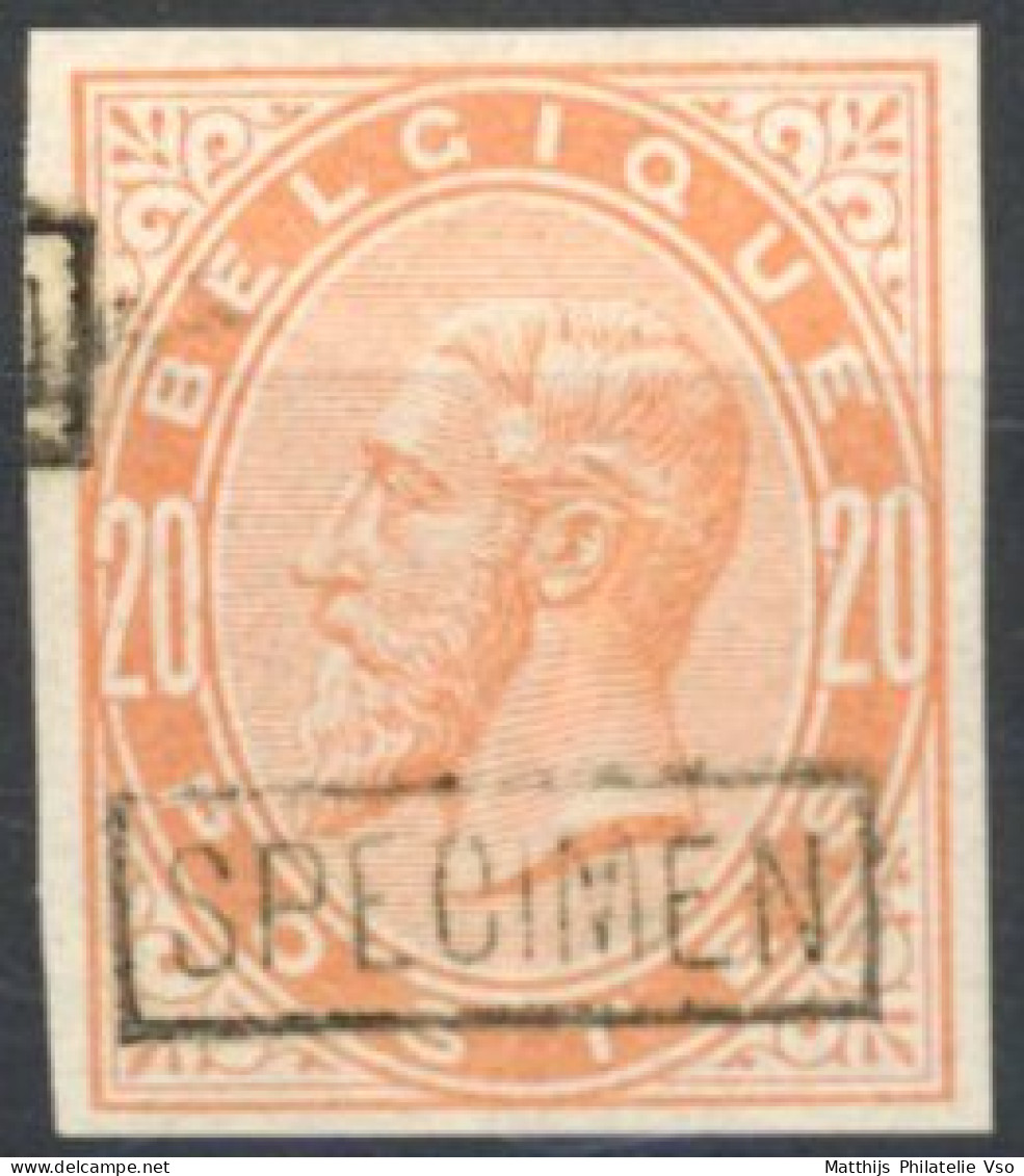 [* SUP] 1883 : Essai De Couleur -  20c Orange Non Dentelé Avec Specimen - 1869-1883 Léopold II