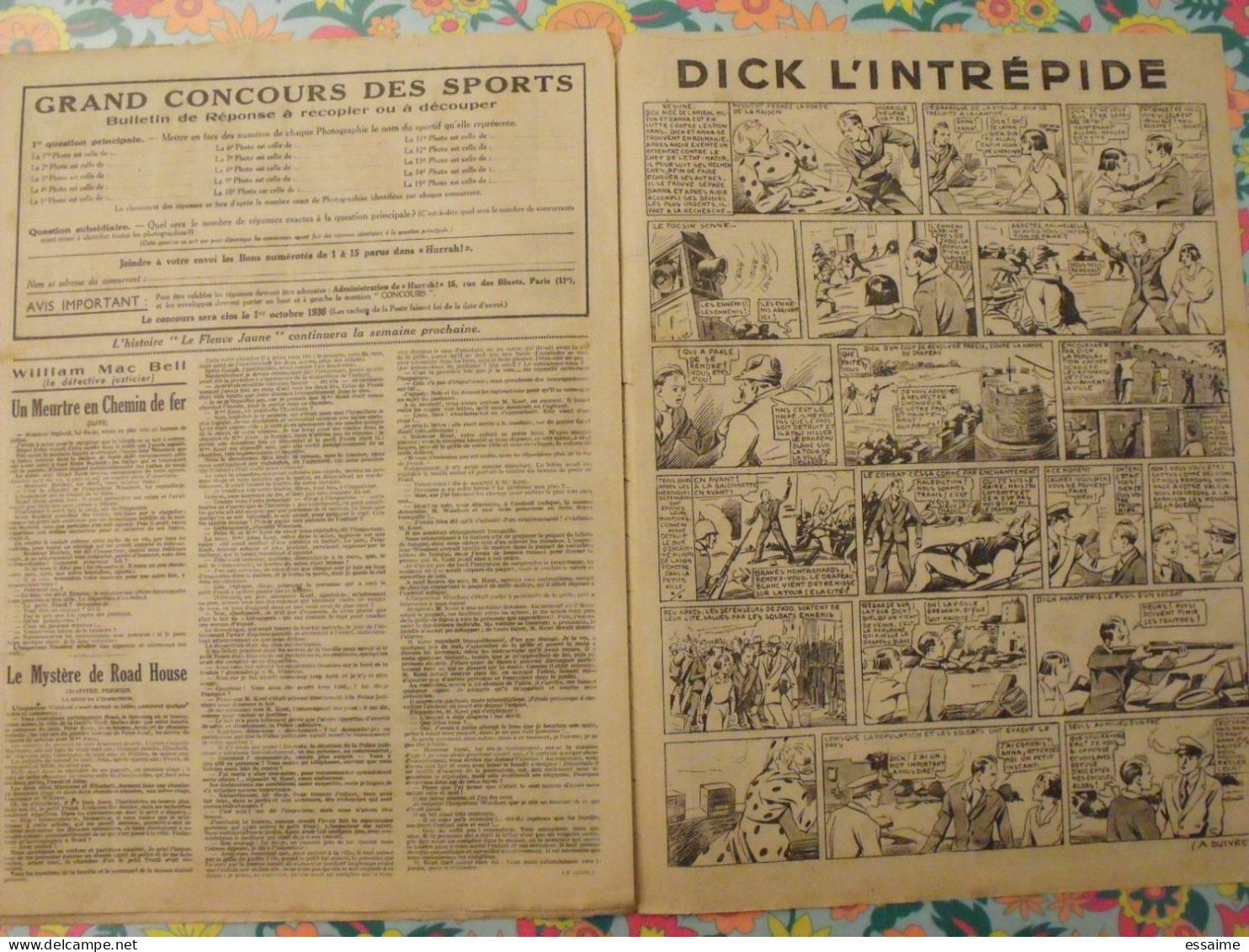 5 n° de Hurrah ! de 1936. Brick Bradford, dick l'intrépide, le roi de la police montée. A redécouvrir