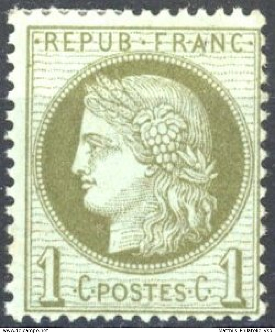 [* SUP] N° 50, 1c Vert-olive, Très Frais - Légère Trace - Cote: 100€ - 1871-1875 Ceres