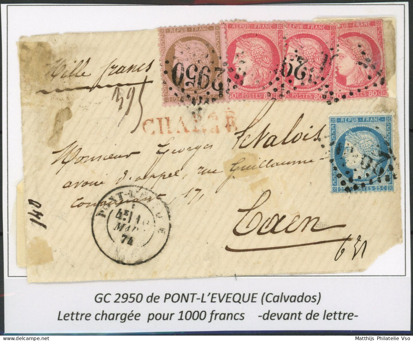 [Document TB] N° 57 (3x)+54+60 Sur Devant De Lettre (voir Descriptif) - 1871-1875 Cérès