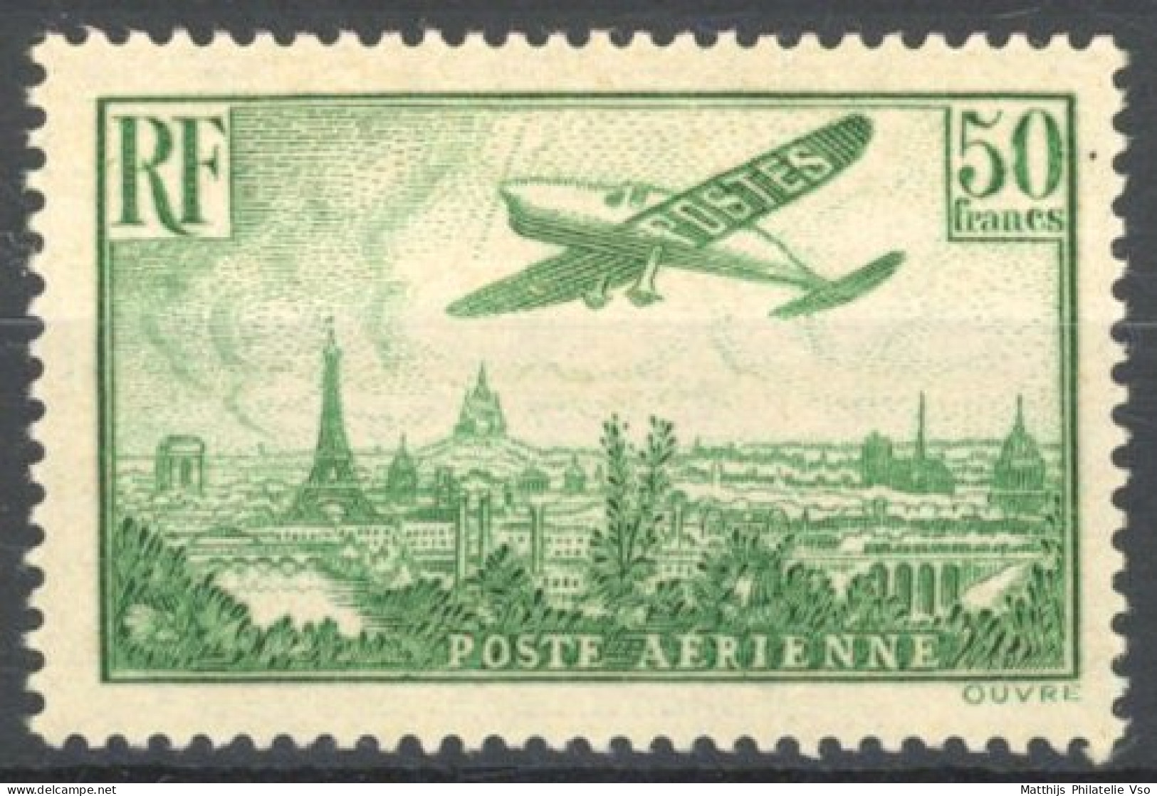 [** SUP] PA14, 50f Vert-jaune, Fraîcheur Postale - Signé. LUXE - Cote: 2000€ - 1927-1959 Mint/hinged