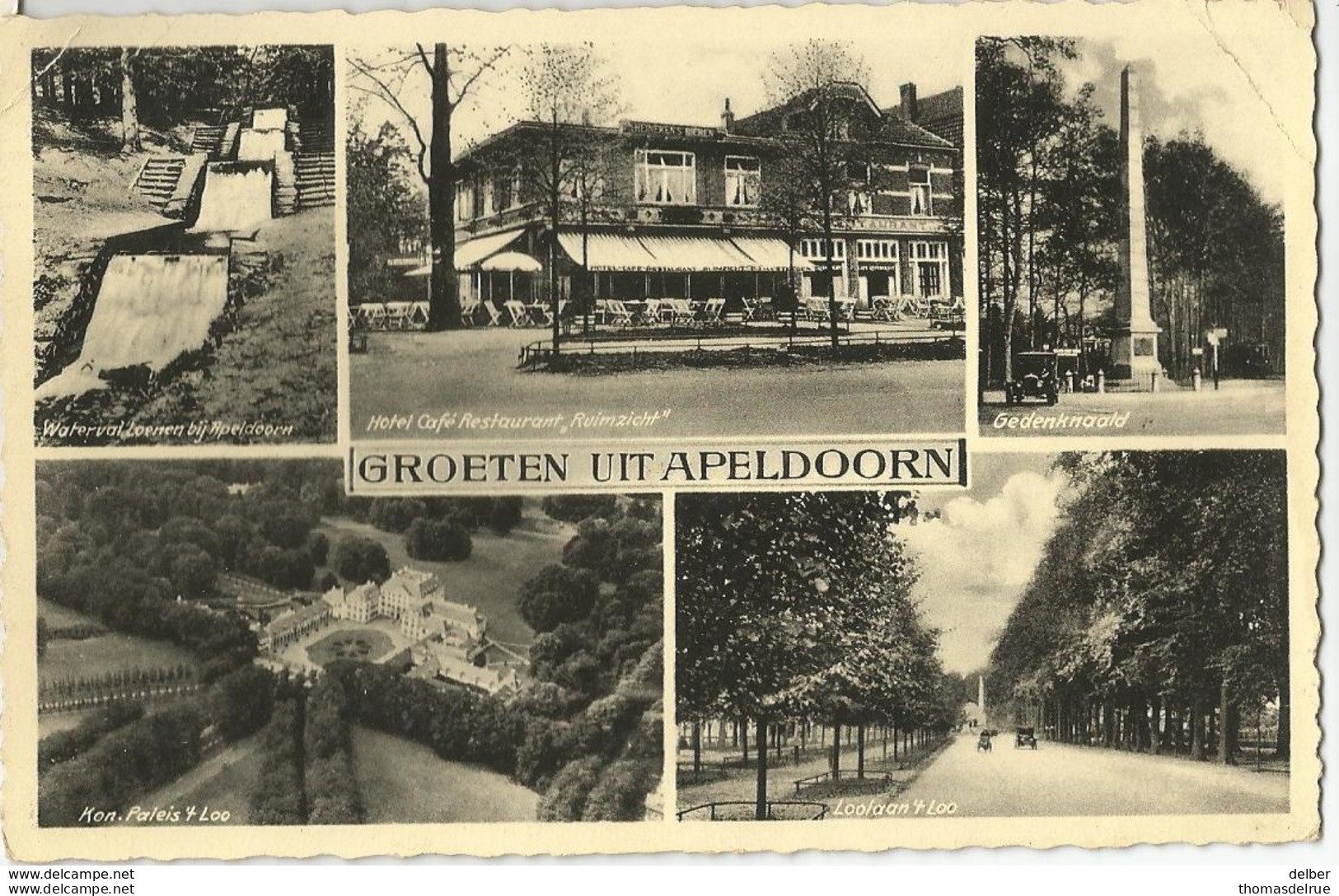 8Eb-836: Hôtel-Café-Restaurant "Ruimzicht" Loobaan Apeldoorn 1938 > Den Haag  Auto's - Apeldoorn