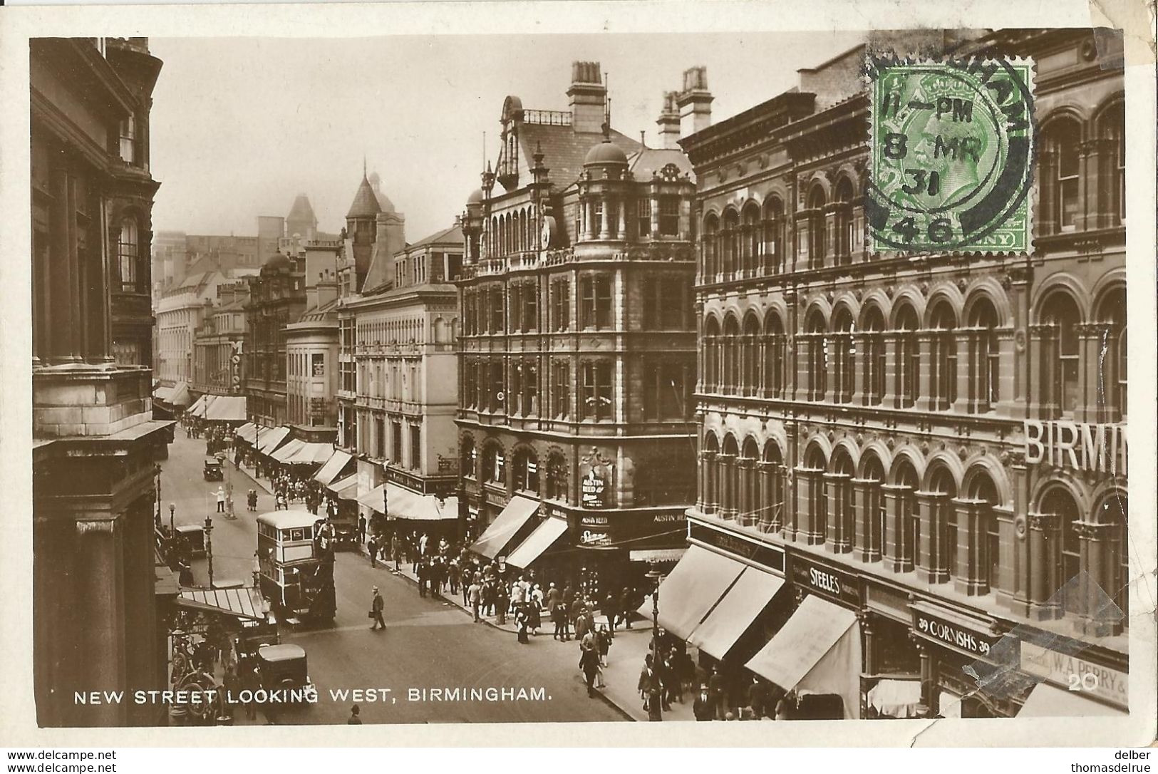 5pk584 New Street Looking West, Birmingham  > Antwerp 1931... Repaired.. - Birmingham