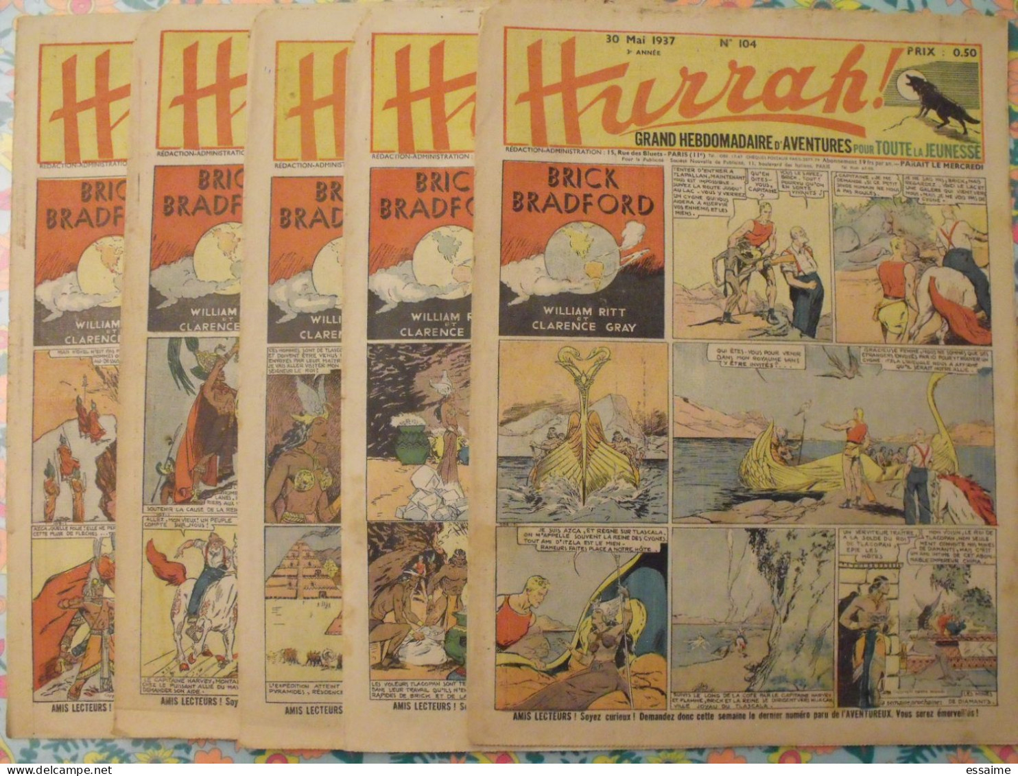 5 N° De Hurrah ! De 1937. Brick Bradford, Dick L'intrépide, Le Roi De La Police Montée, Gordon. A Redécouvrir - Hurrah