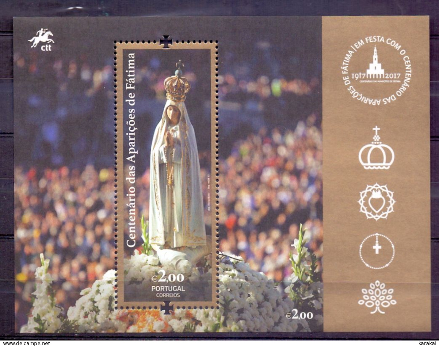 T20170313 Joint Issue Twin Fatima 2017 - All 4 Souvenir Sheets From Luxembourg Poland Portugal And Slovakia MNH XX - Gezamelijke Uitgaven