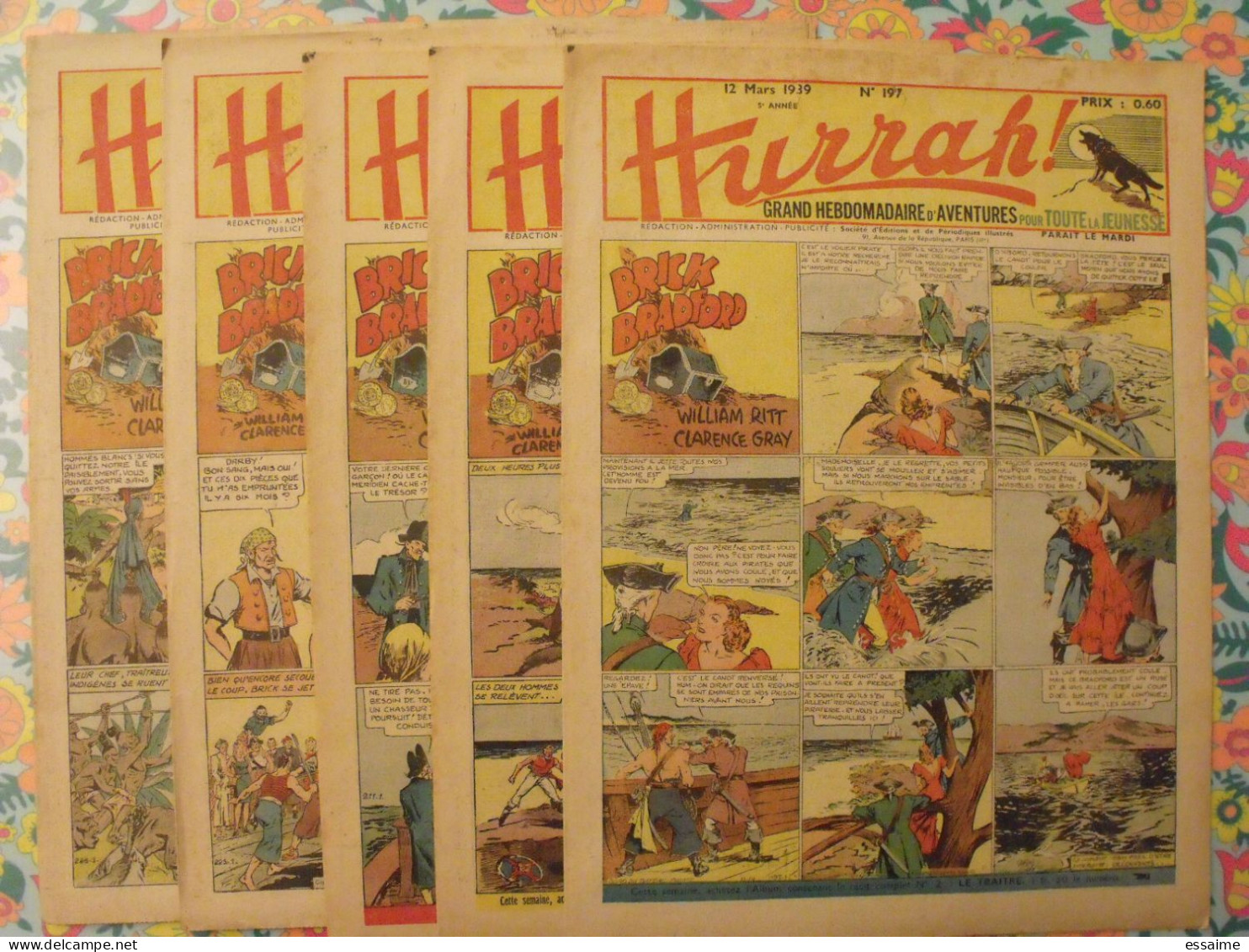 5 N° De Hurrah ! De 1939. Brick Bradford, Tarzan, Le Roi De La Police Montée, Gordon. A Redécouvrir - Hurrah