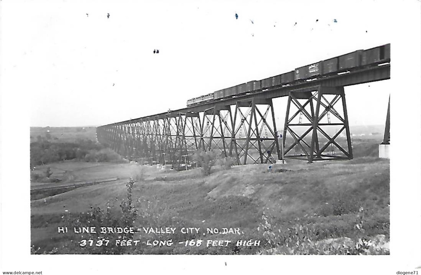 Hi Line Bridge Valley City North Dakota Train Photo Postcard Rare - Otros & Sin Clasificación