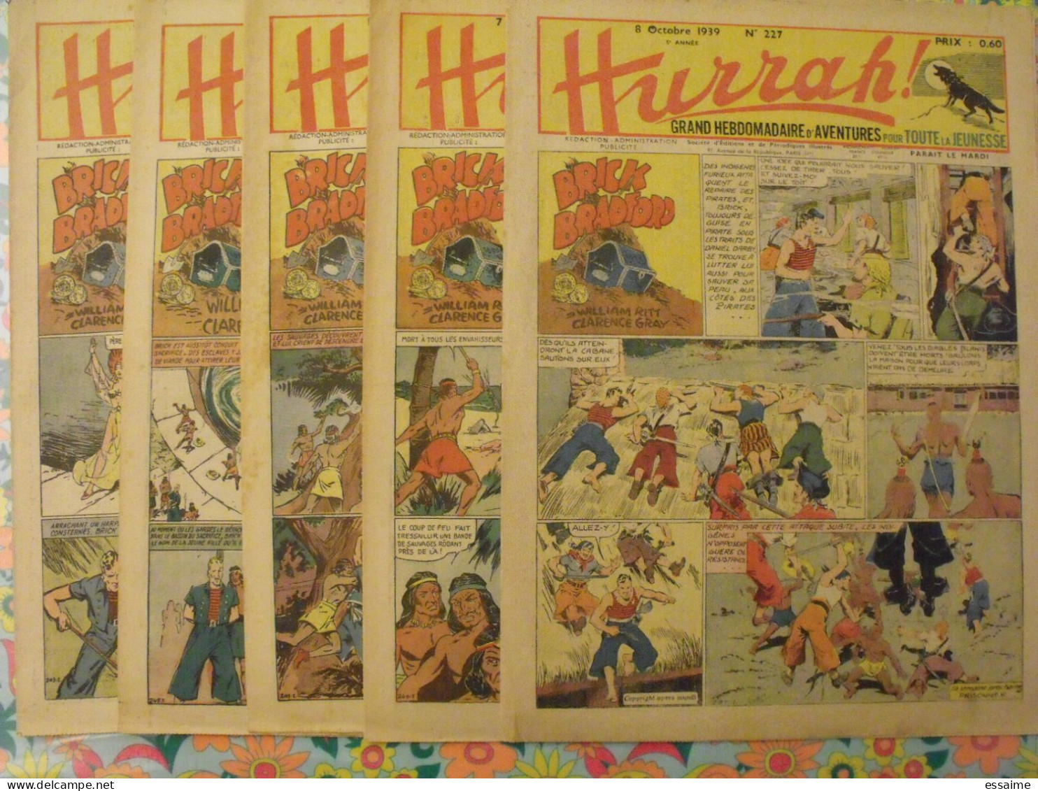 5 N° De Hurrah ! De 1939-40. Brick Bradford, Tarzan, Le Roi De La Police Montée, Gordon. A Redécouvrir - Hurrah