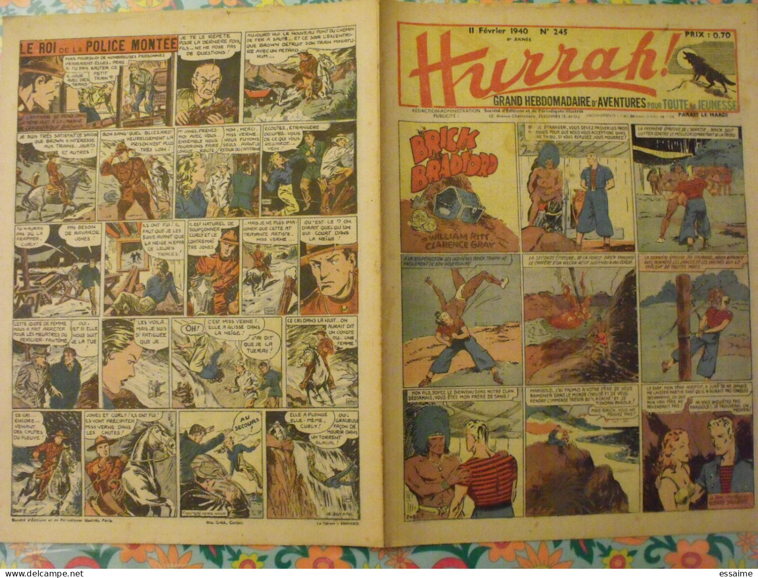 5 n° de Hurrah ! de 1940. Brick Bradford, Tarzan, le roi de la police montée, gordon. A redécouvrir