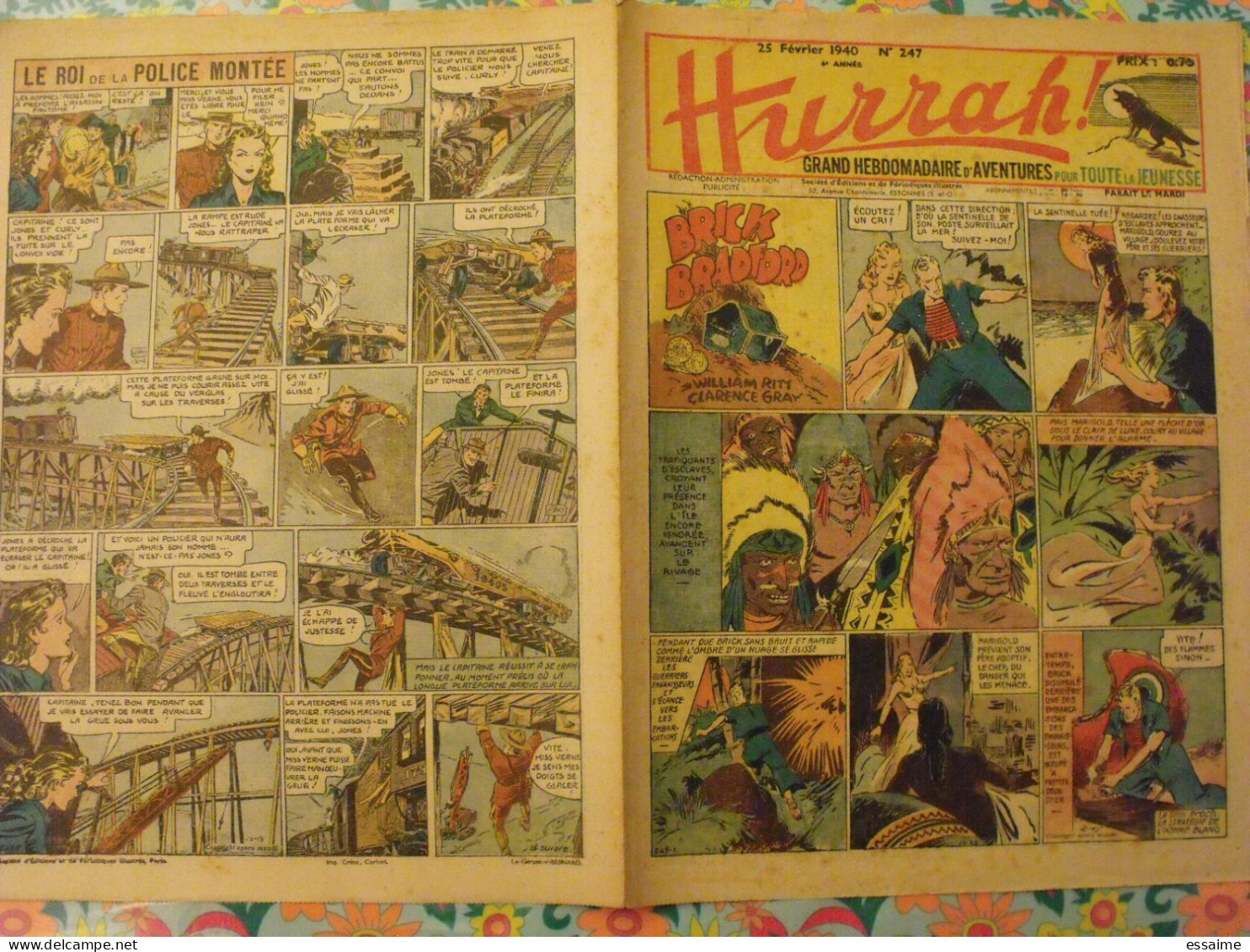 5 n° de Hurrah ! de 1940. Brick Bradford, Tarzan, le roi de la police montée, gordon. A redécouvrir