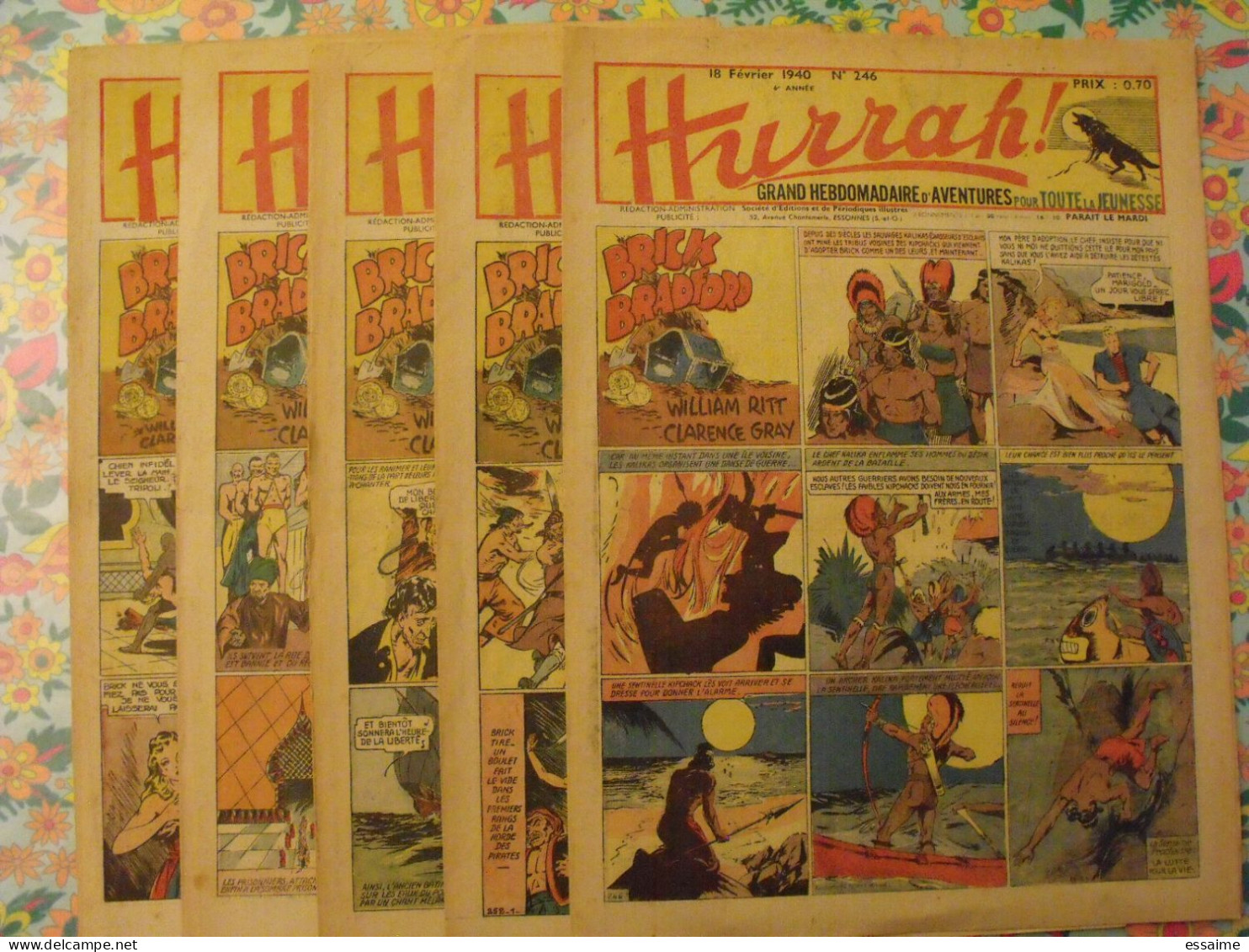 5 N° De Hurrah ! De 1940. Brick Bradford, Tarzan, Le Roi De La Police Montée, Gordon. A Redécouvrir - Hurrah