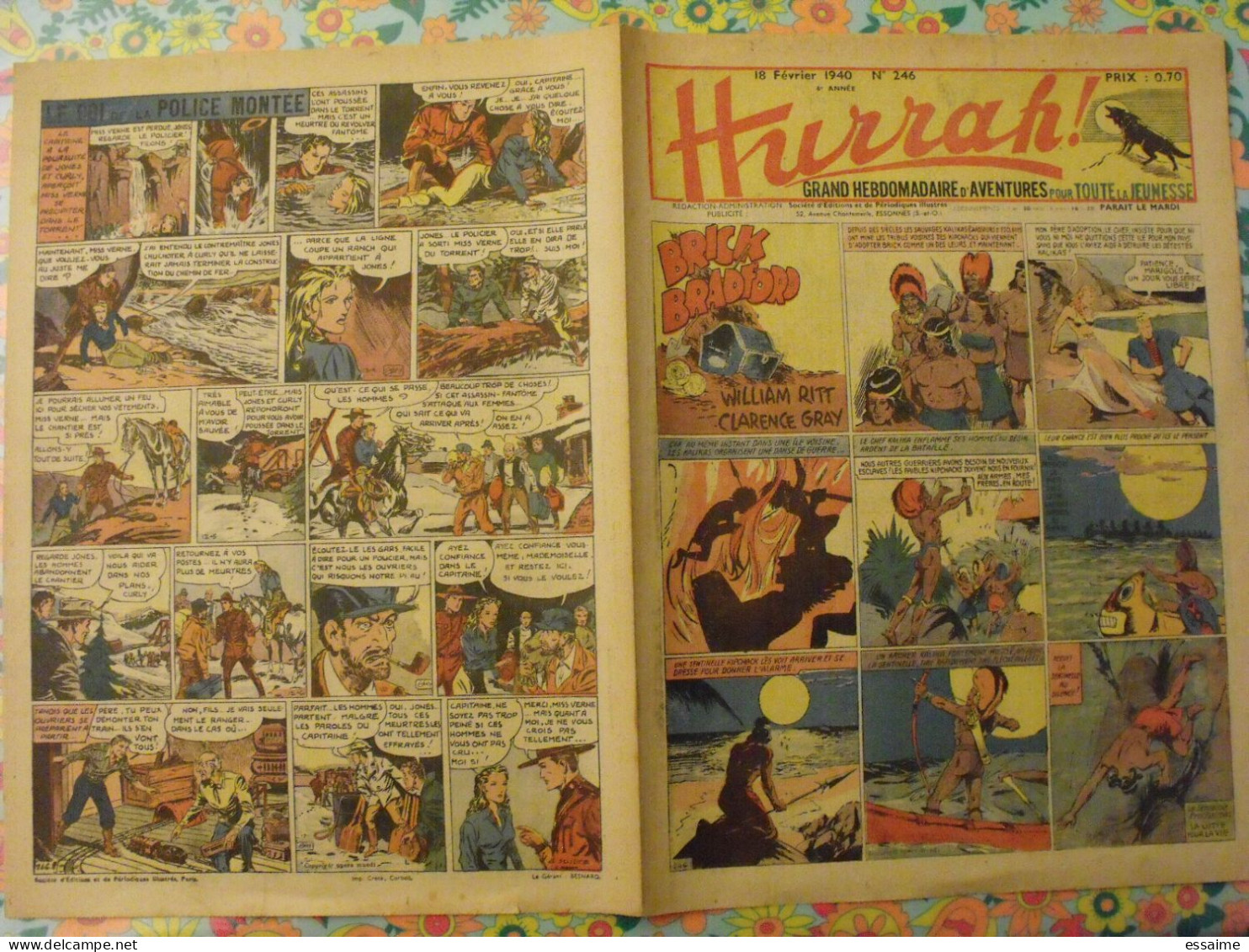 5 N° De Hurrah ! De 1940. Brick Bradford, Tarzan, Le Roi De La Police Montée, Gordon. A Redécouvrir - Hurrah