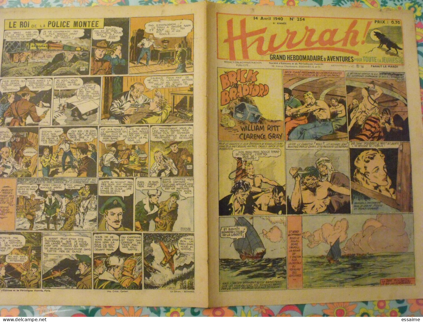 5 n° de Hurrah ! de 1940. Brick Bradford, Tarzan, le roi de la police montée, gordon. A redécouvrir