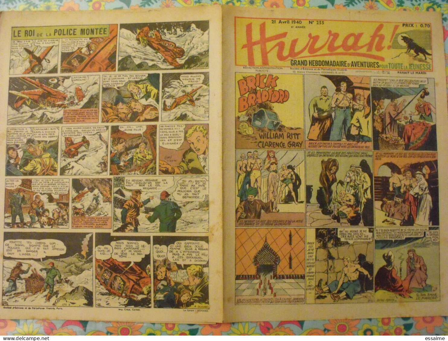 5 n° de Hurrah ! de 1940. Brick Bradford, Tarzan, le roi de la police montée, gordon. A redécouvrir