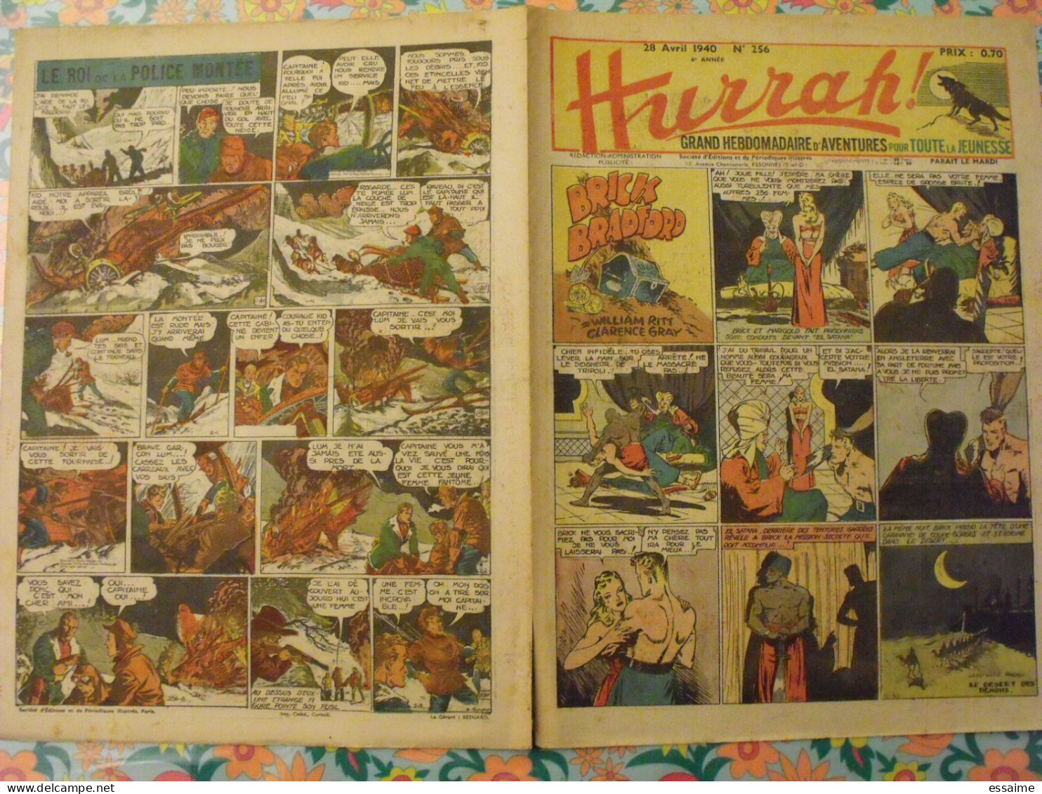 5 n° de Hurrah ! de 1940. Brick Bradford, Tarzan, le roi de la police montée, gordon. A redécouvrir