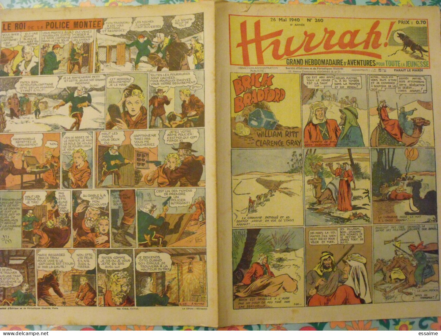 7 n° de Hurrah ! de 1940-41. Brick Bradford, Tarzan, le roi de la police montée, gordon. A redécouvrir