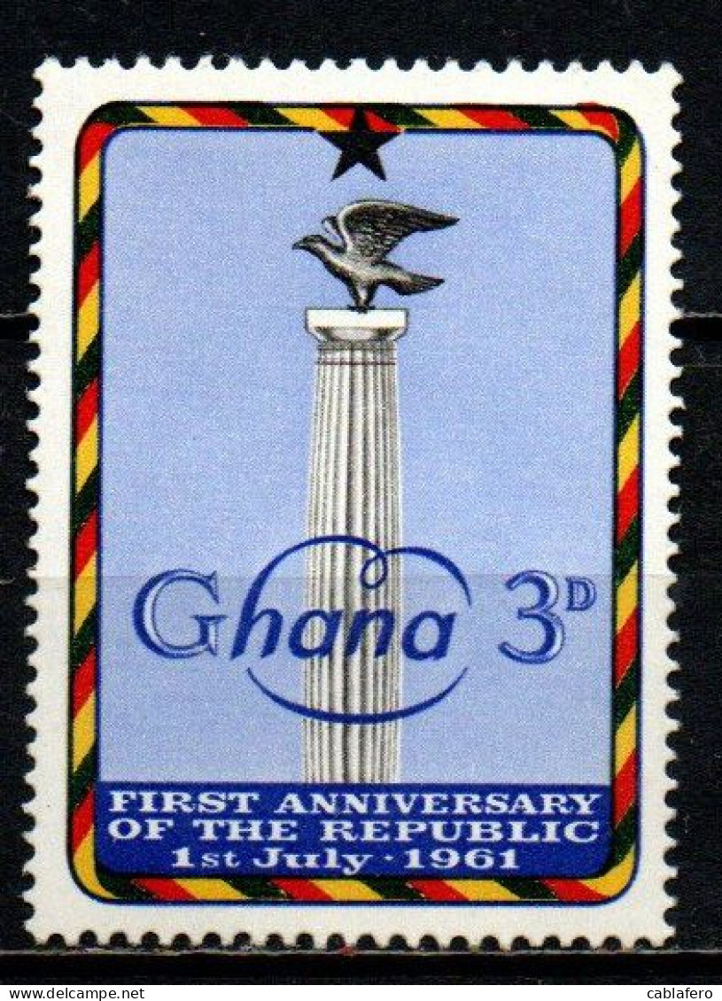 GHANA - 1961 - Column, Eagle And Star - First Anniversary Of The Republic - MNH - Ghana (1957-...)