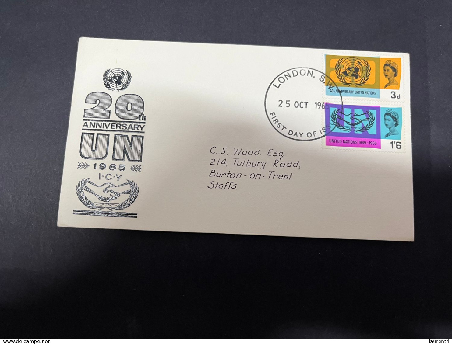 16-11-2023 (2 V 23 A) UK FDC - (2 Covers) 1969 - Ghandi Centenary + 1965 United Nations 20th Anniversary - 1952-1971 Pre-Decimal Issues