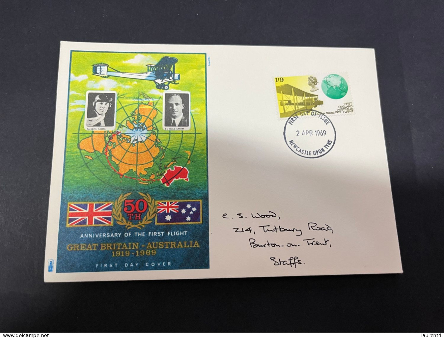 16-11-2023 (2 V 23 A) UK FDC - (2 Covers) 1969 - 1st Flight Anniversary - 1952-1971 Em. Prédécimales