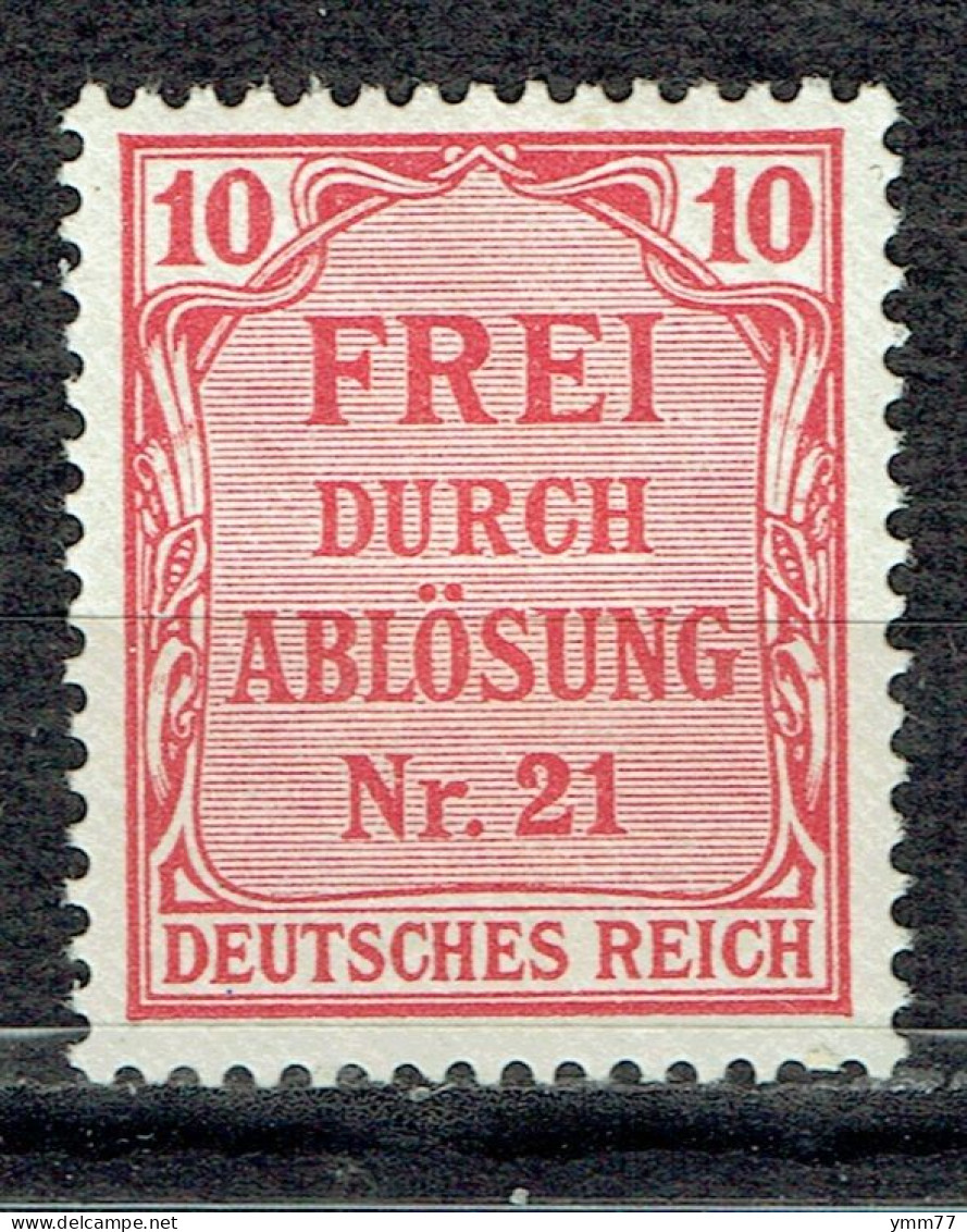 Texte "Frei Durch Ablösung Nr 21" : 10 Pf Rouge - Dienstzegels