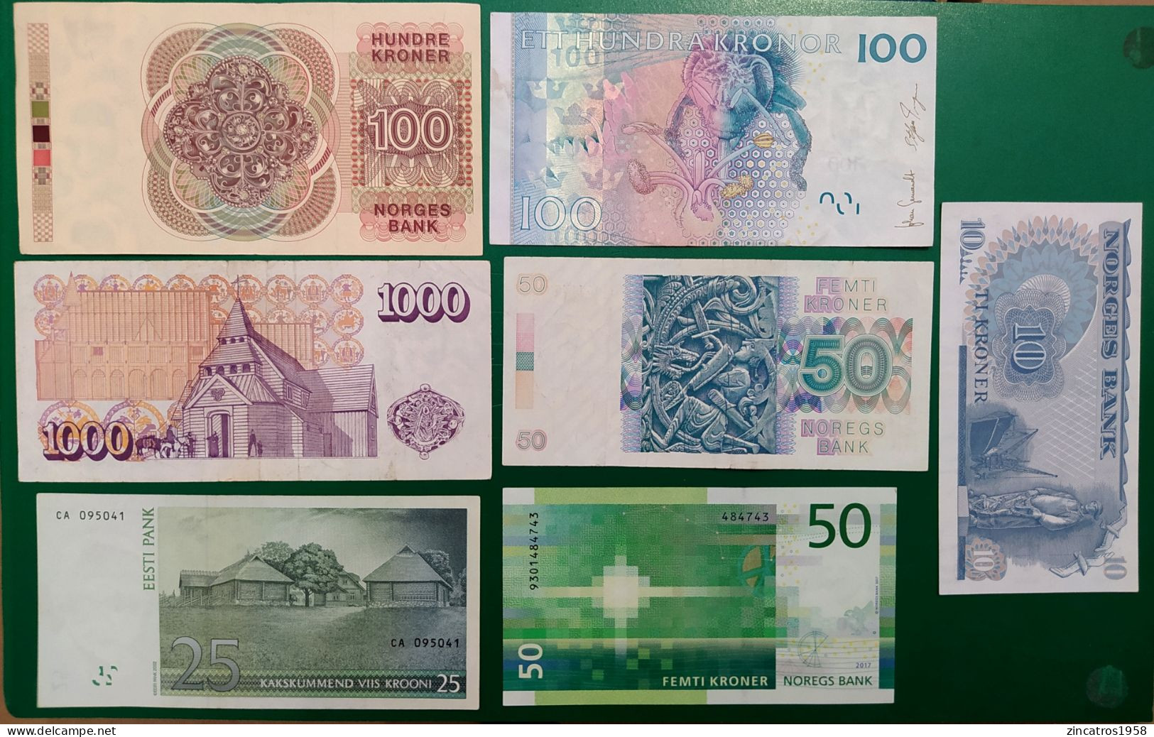 Super Lot / Nordic Scandinavia / Sweden 100 Kr / Estonia 25 / Iceland 1000 Kr / Norway  100 / 50 / 50 / 10 +Top Price ++ - Island