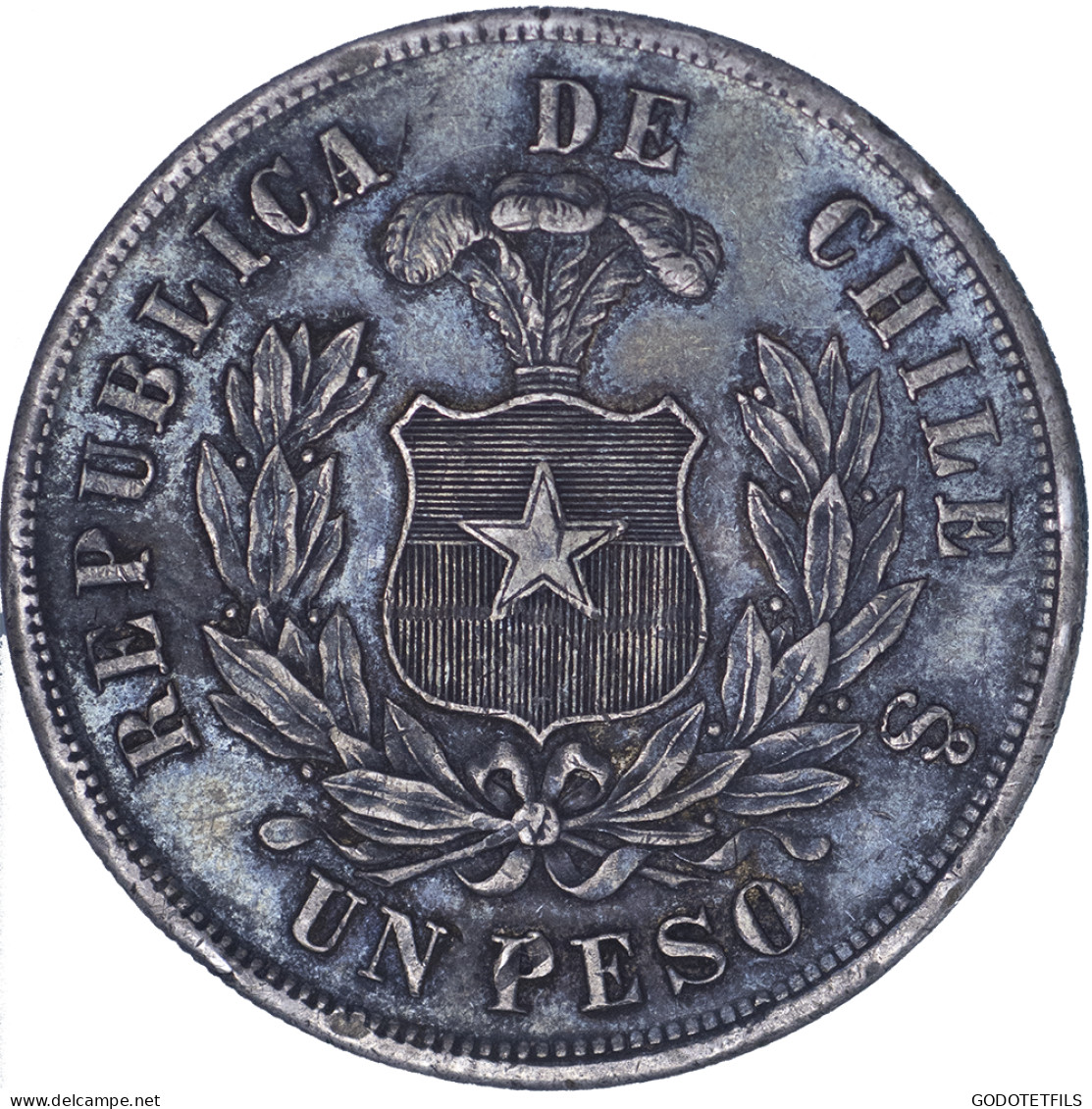 Chili-République- 1 Peso 1883 Santiago - Cile